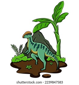 Cartoon Stegoceras isolated on white background 