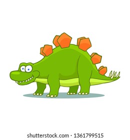 Cartoon Stegosaurus Cute Little Baby Dinosaur. Vector illustration