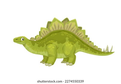 Cartoon Stegosaurus dinosaur character. Extinct animal, prehistoric lizard isolated vector cheerful personage. Jurassic era reptile, paleontology dinosaur happy smiling mascot with spine plates