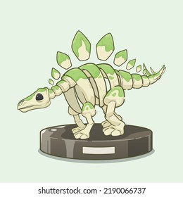 Cartoon stegosaurus dinosaur fossil. Prehistoric herbivore - stegosaurus. Ancient herbivore, stegosaurus fossil design element