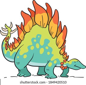 Cartoon stegosaurus dinosaur illustration vector