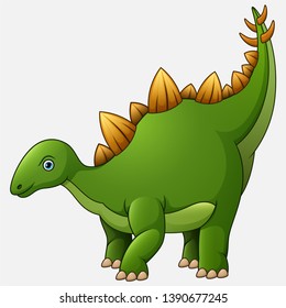 Cartoon stegosaurus on white background