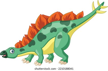 Cartoon stegosaurus on white background