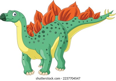 Cartoon stegosaurus on white background