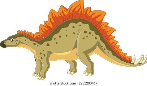 Cartoon stegosaurus on white background