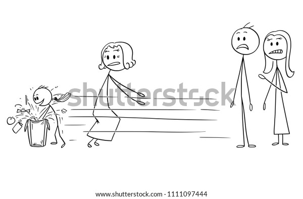 Cartoon Stick Drawing Conceptual Illustration Illmannered Stock Vector ...