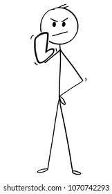 Cartoon stick man drawing conceptual illustration of businessman indicating stop or halt gesture.