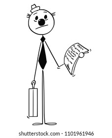 Cartoon stick man drawing conceptual illustration of businessman in clown costume.