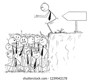 Cartoon stick man drawing conceptual illustration of businessman ready to jump in shallow water of saturated or oversaturated market. Business metaphor. There is empty sign for your text.