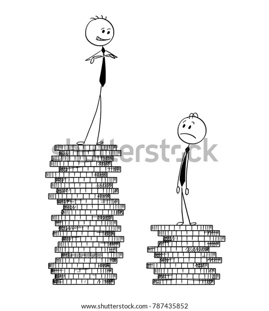 Cartoon stick man drawing conceptual illustration of two businessmen