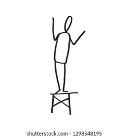 A cartoon stick person giving a speech