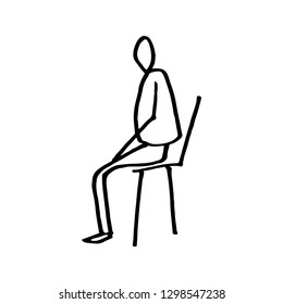 A cartoon stick person sitting on a chair. 