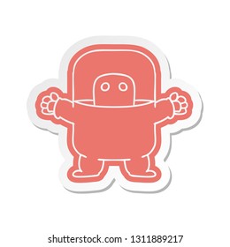 pegatina de caricatura de un alien con traje