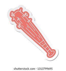 cartoon sticker of a bat with nails