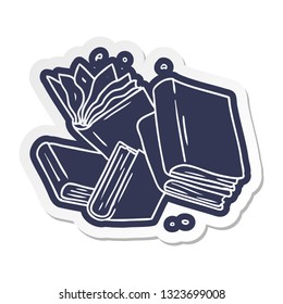 cartoon sticker of a collection of books