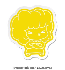cartoon sticker of a cute cross kawaii girl
