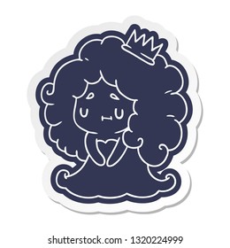 cartoon sticker of a cute kawaii princess girl