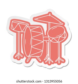 cartoon sticker of a drum kit