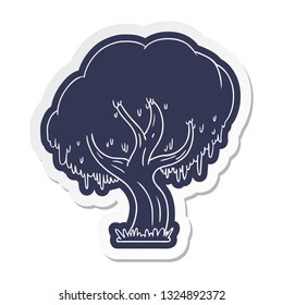 Cartoon-Aufkleber mit grünem Baum