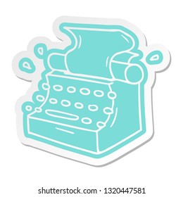 cartoon sticker of old school typewriter