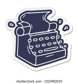 cartoon sticker of old school typewriter