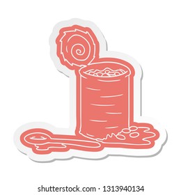 cartoon sticker of an opened can of beans