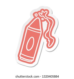 cartoon sticker of a pink crayon