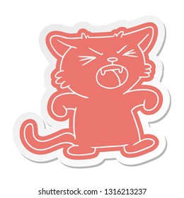 pegatina de dibujos animados de un gato chillón