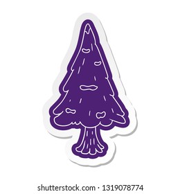 cartoon sticker single snow covered tree