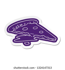 cartoon sticker of a slice of pizza