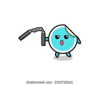 cartoon of sticker using nunchaku , cute design