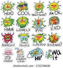 Cartoon stickers and coronavirus