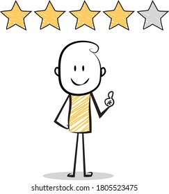 cartoon stickman expressions.rating and review concept.vector illustration.