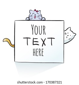Cartoon stile cats isolated on white background with place for your text. vector illustration 