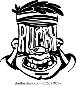 the cartoon stile rugby player