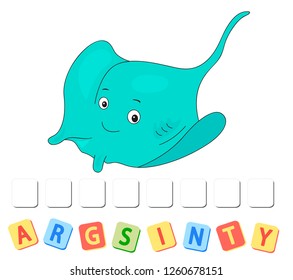 Cartoon stingray crossword. Order the letters