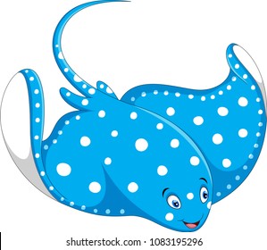 Cartoon stingray fish on white background