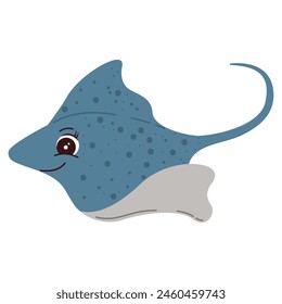 Cartoon Stingray Ocean animal Exotic underwater cute creature Marine life Isolated Backgrounds