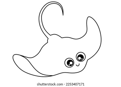 cartoon stingray outline picture for coloring book