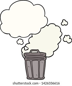 cartoon stinky garbage can with thought bubble