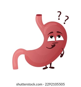 Cartoon stomach character. Concept choosing healthy food. Internal organ human. Vector illustration isolated white background 
