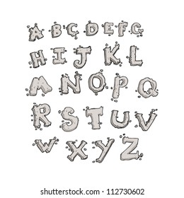 cartoon stone alphabet