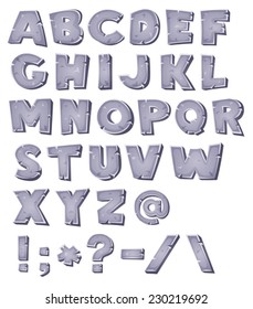 Cartoon Stone Alphabet/ Illustration of a set of comic ABC letters and font characters also containing punctuation symbols