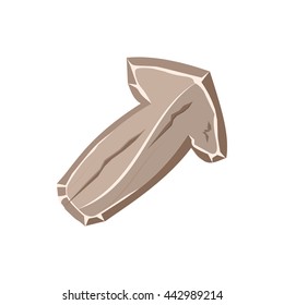 Cartoon stone arrow, stone button in gray color. arrow icon isolated on white background