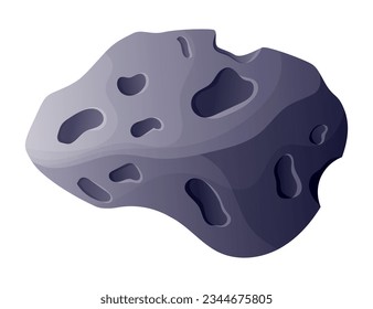 Cartoon Stein, Asteroid mit Krater und Stoßfänger. Vektor isoliertes kosmisches Meteoritdesign-Element.