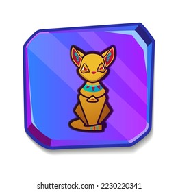 Cartoon stone board or blank clay tablet with Egypt goddess Bastet cat. Culture religious symbol of Egyptian sacred animal. Ancient object for graphical user interface, game design on white background