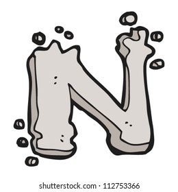 cartoon stone chipped letter n