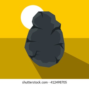 Cartoon stone in color background. Vector illustration