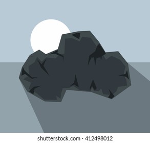 Cartoon stone with dark shadow. Vector illustration