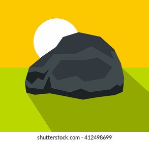 Cartoon stone with dark shadow. Vector illustration